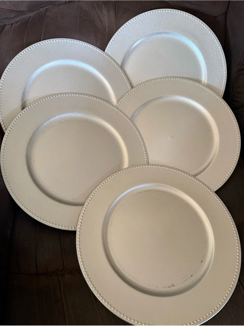 Silver Beaded plastic Charger Plate - Elegant Table Accent